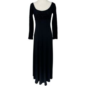 Vintage 70's Maxi Dress Womens XS Black Long Sleeve Event Party Whimsigoth